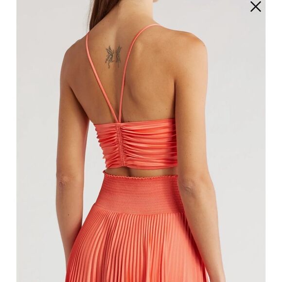 NWT ALC Pleated Coral Crop Camisole Top size 2 - Picture 2 of 12